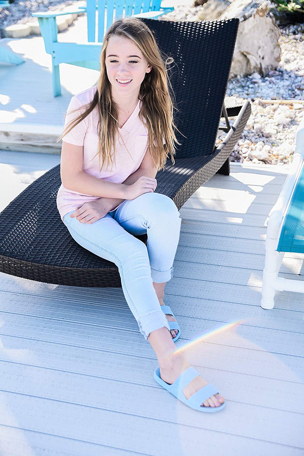 Jandals Sky Blue Pali Hawaii | Waterproof Slide Sandals - AlohaShoes.com