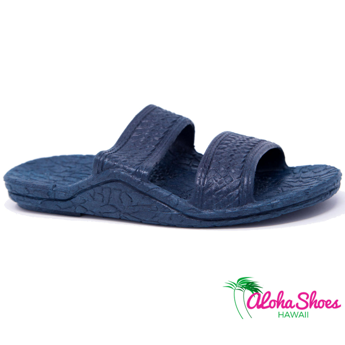 Kids Jandals by Pali Hawaii Navy Hawaiian Design For Children - AlohaShoes.com
