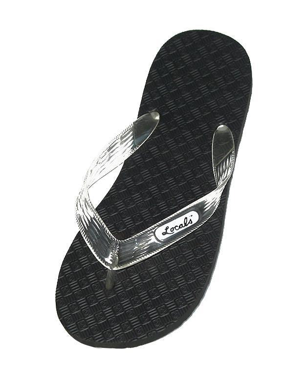 Men's Original Locals Black Rubber Slippers with Colored Translucent Straps - AlohaShoes.com