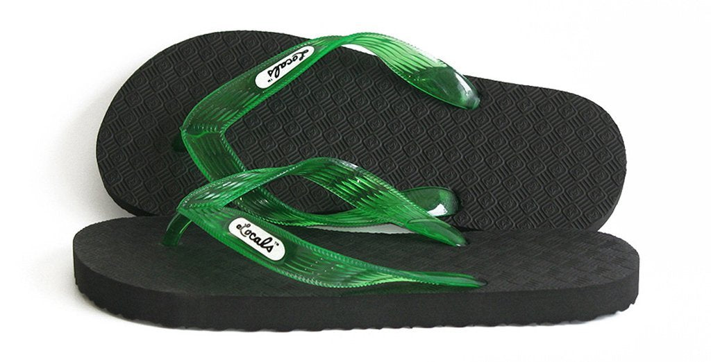 Men's Original Locals Black Rubber Slippers with Colored Translucent Straps - AlohaShoes.com