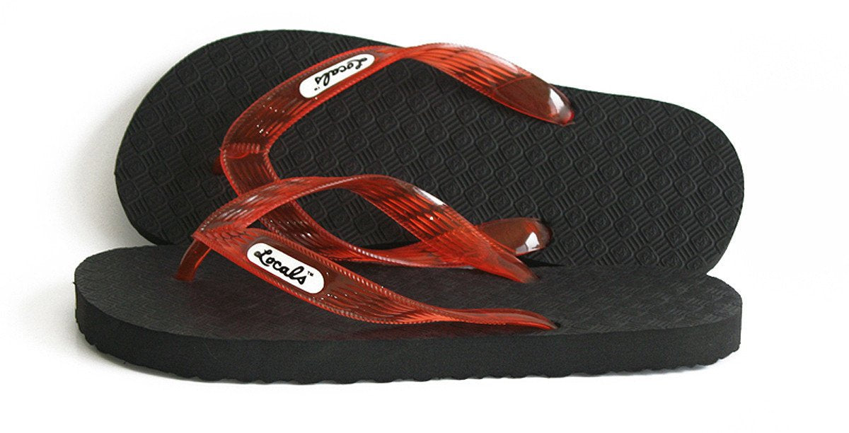 Men's Original Locals Black Rubber Slippers with Colored Translucent Straps - AlohaShoes.com