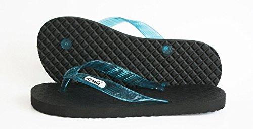 Women's Original Locals Black Rubber Slippers with Colored Translucent Straps - AlohaShoes.com