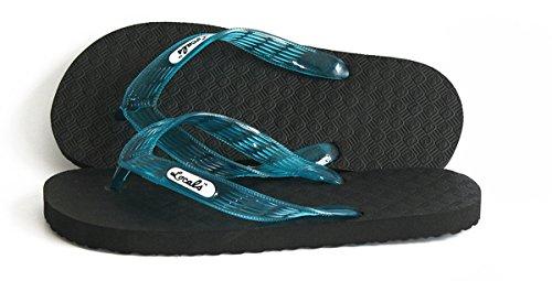 Women's Original Locals Black Rubber Slippers with Colored Translucent Straps - AlohaShoes.com