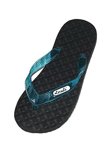 Women's Original Locals Black Rubber Slippers with Colored Translucent Straps - AlohaShoes.com