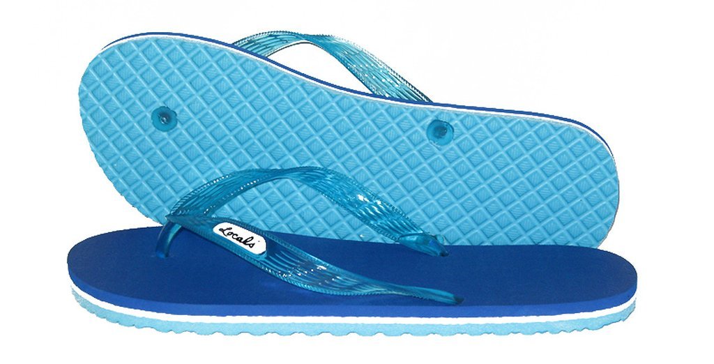 Locals Mens Blue Ocean Striped Rubber Flip-Flops - AlohaShoes.com