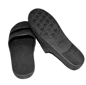 Hawaii Black Sandal | Open Toe Double Strap Hawaiian Slides - AlohaShoes.com
