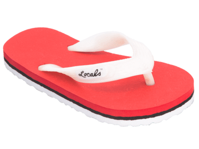 Red rubber flip flops sales