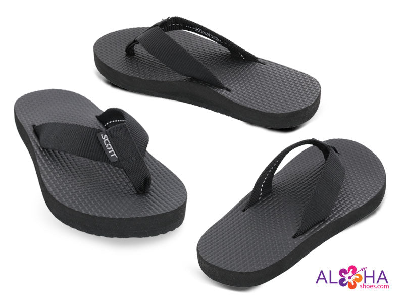 Scott Hawaii Boy's Nui Slippers | Black Flip-Flops - AlohaShoes.com