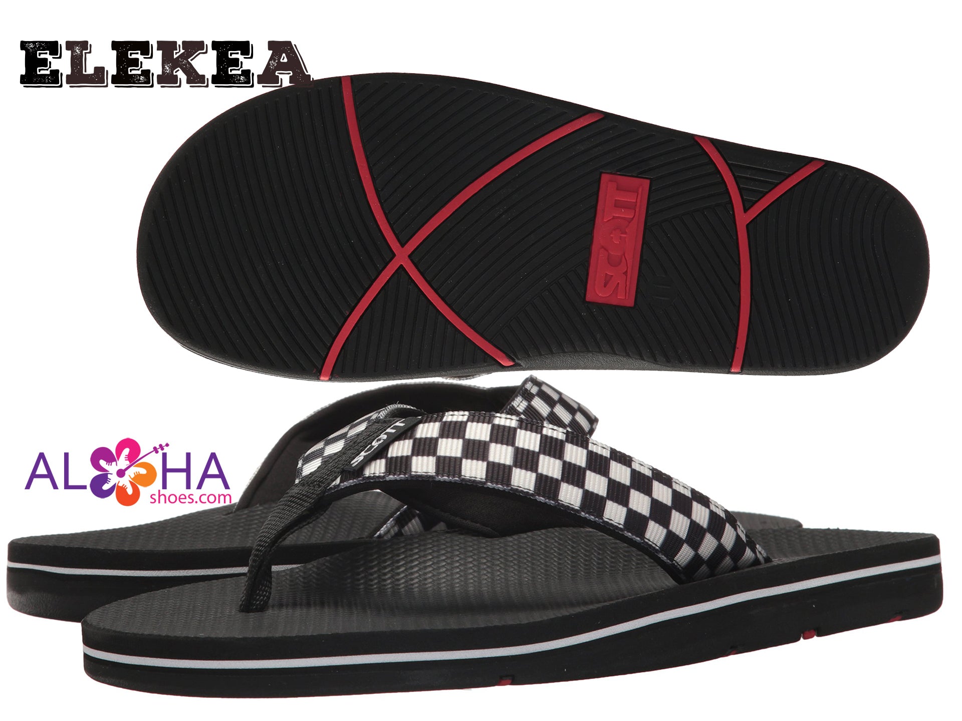 Men's Checkerboard Sandals |  Ele'kea Neoprene Lined Flip Flops - AlohaShoes.com