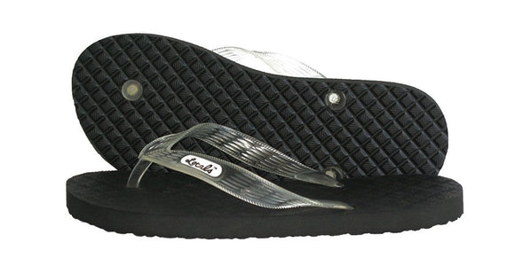 Men's Original Locals Black Rubber Slippers with Colored Translucent Straps - AlohaShoes.com