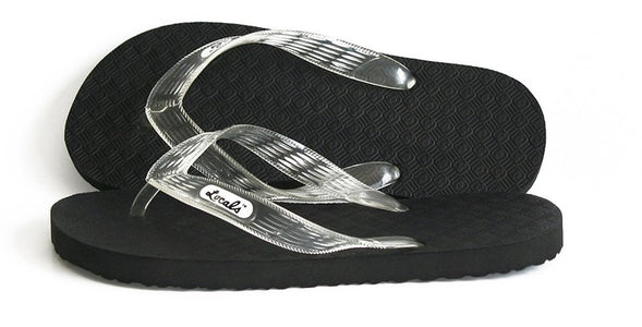 Women's Original Locals Black Rubber Slippers with Colored Translucent Straps - AlohaShoes.com