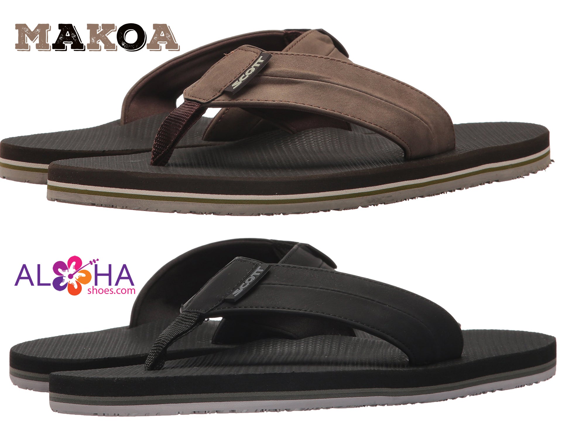 Makoa Beach Sandals | White Rubber Sole PU Leather Strap - AlohaShoes.com